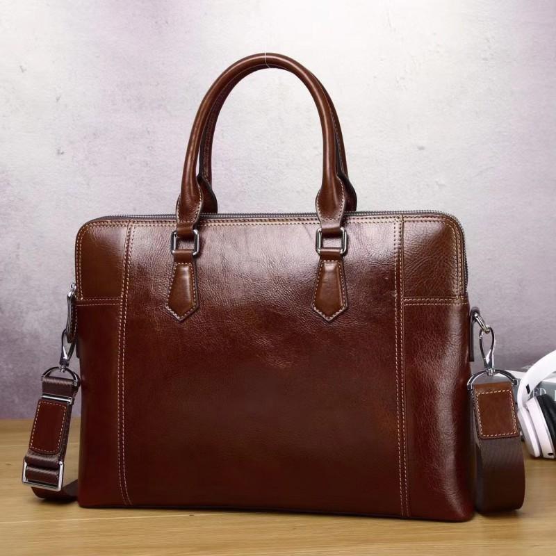 High End Cowhide Handbag With Diagonal Cross Handmade Genuine Computer Bag High-end Feel Business Men s Leather Briefcase