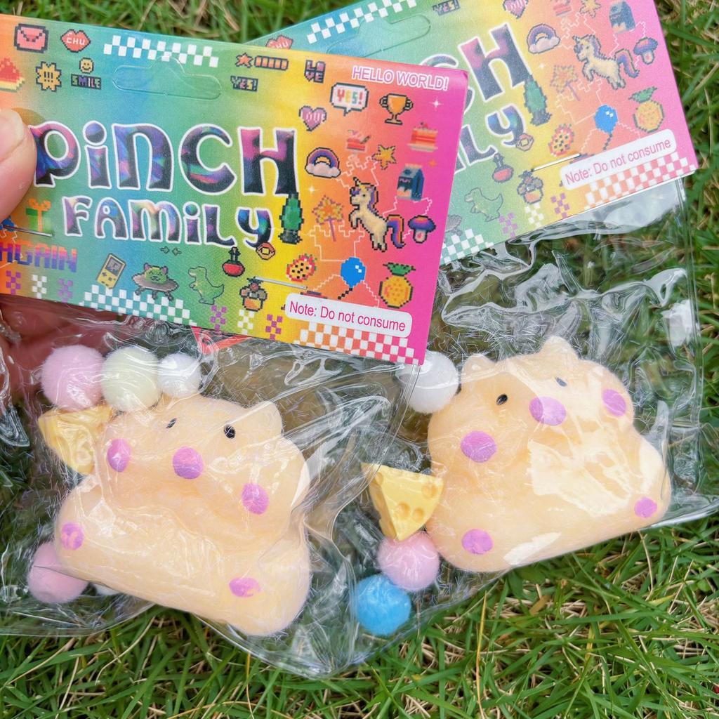 Squishy zabawka dla chomika z serem urocza dekoracja na biurko zabawny gadżet antystresowy dekompresja Fidget zabawki dla nastolatków prezenty dla dzieci