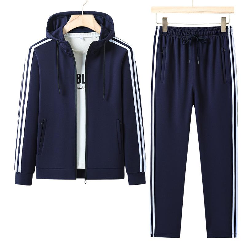 Pamuklu Spor Giyim Seti Erkek Sonbahar ve Kış Rahat Hırka Sweatshirt Koşu İki Parça Set