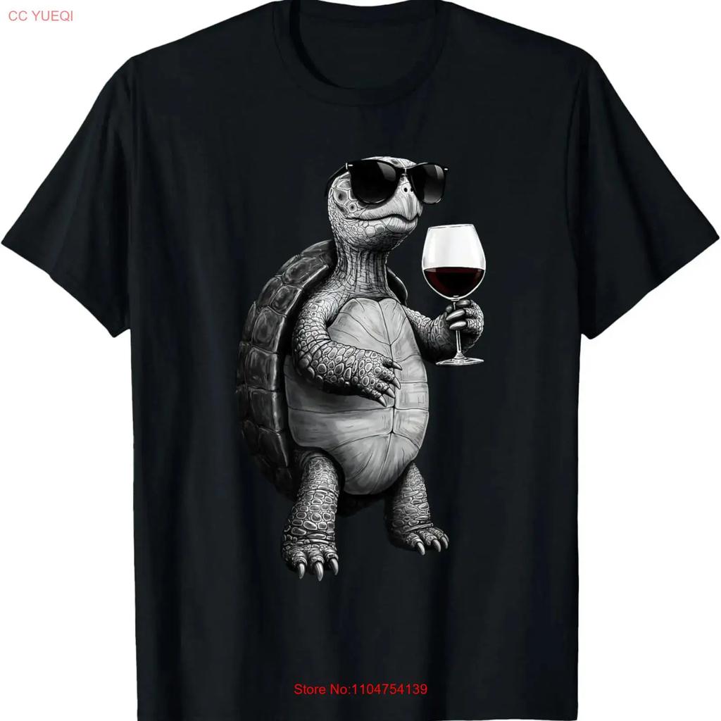 cool turtle drinking red wine art print T Shirt vintage Washed Soft fashion Stretched Unisex Stylish Top For Everyday Wear