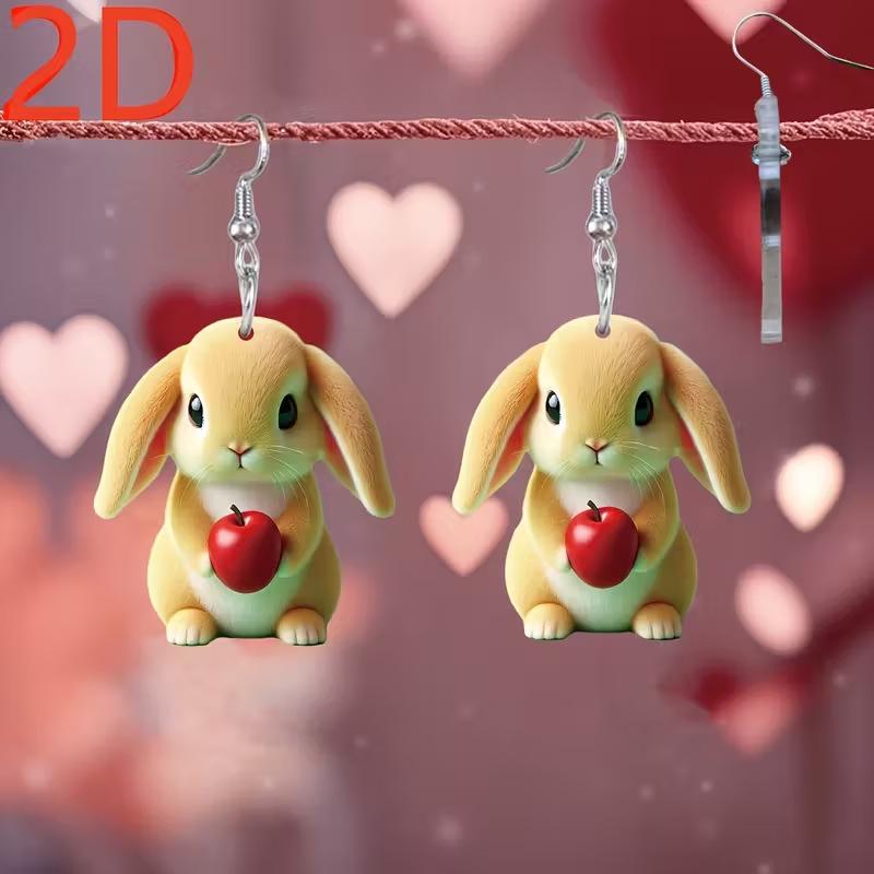 Cross-border new cute rabbit earrings Easter cartoon pendant creative hand holding love bunny earrings