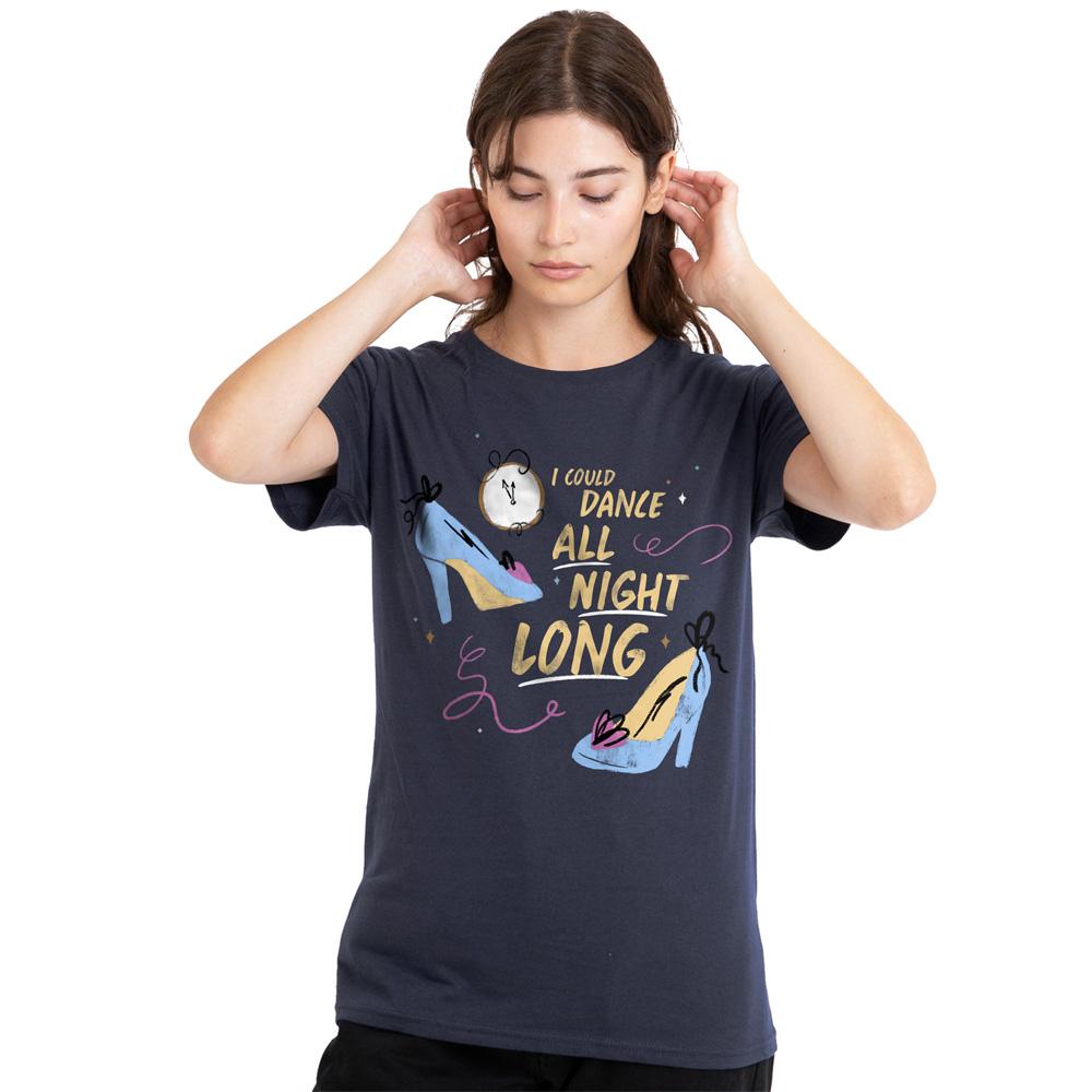 Cinderella Womens/Ladies I Could Dance All Night Long Glass Slippers T-Shirt