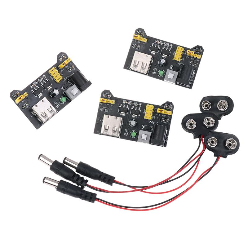 Mb102 Moduł Zasilania do Płytki Stykowej Bezlutowej 3,3V 5V Z Klipsem Baterii 9V Kabel Zasilający Wtyk DC 2,1x5,5mm