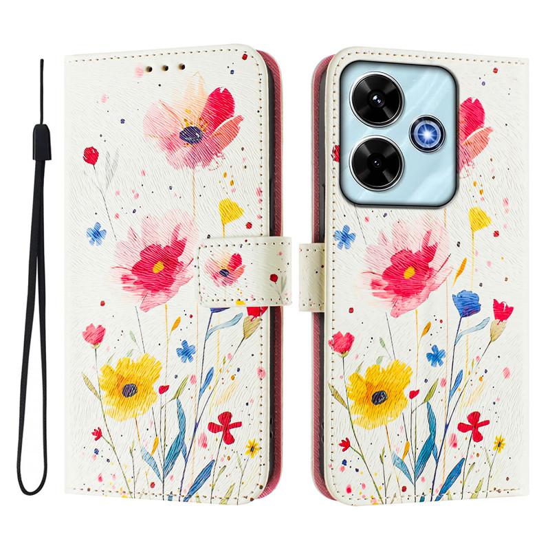 Luxury Flip Leather Case For Xiaomi Poco M6 Plus Flip Cover on For Xiomi Mi PocoM6 4G M 6 Pro 5G Wallet Bags Flower Cases Etui