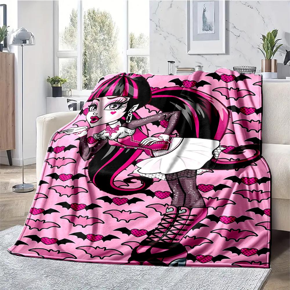Monster High Theme Printed Blanket - Perfect for Couch, Bed, Travel & Outdoor Use | Machine Washable, Cozy & Durable.