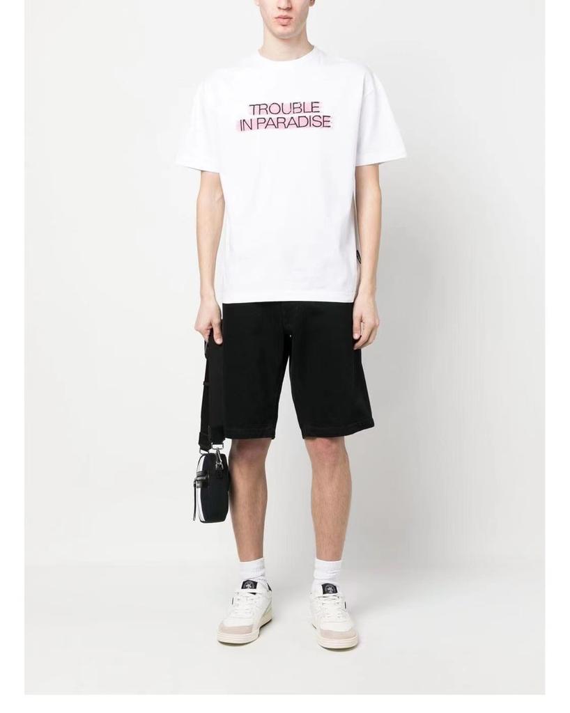 23SS cross-border European and American tide brand palm angel alphabet slogan printed short-sleeved t-shirt men's and women's high street loose
