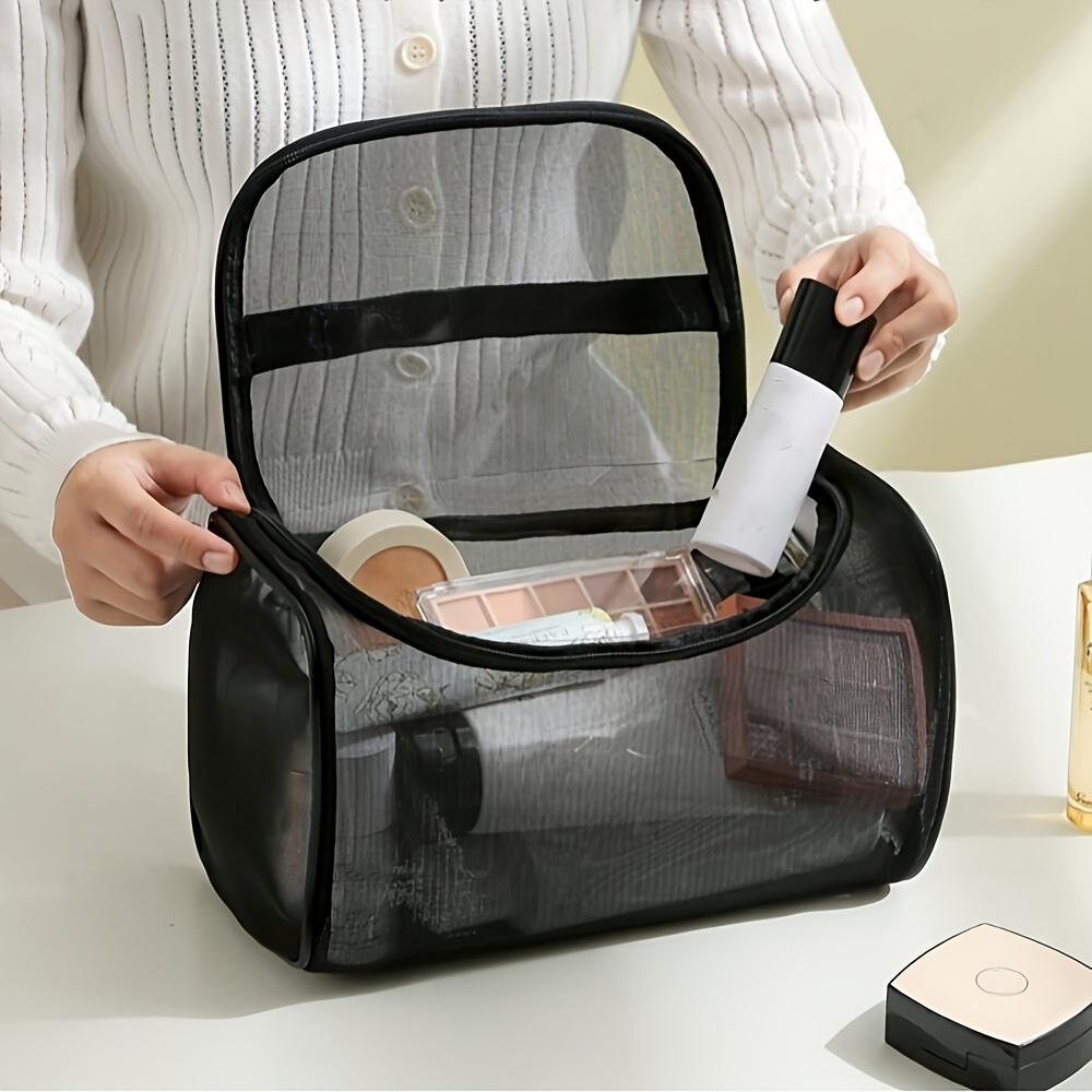 Transparente Kosmetiktasche aus Mesh mit großer Kapazität, tragbarer Make-up-Organizer mit Reißverschluss für Toilettenartikel und Beauty-Reise-Make-up-Organizer