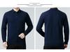 Genuine Brand Men's Luxury Wool Sweater 2025 - Thick, Warm, and Stylish Lapel Knitwear for Mid-Aged Dads.