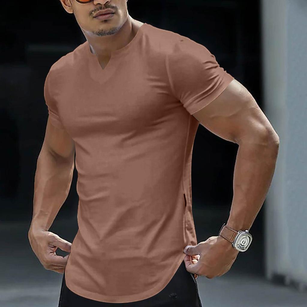 T-shirt da uomo a maniche corte con scollo a V Casual Slim Fit Basic Top Morbido Comodo Leggero