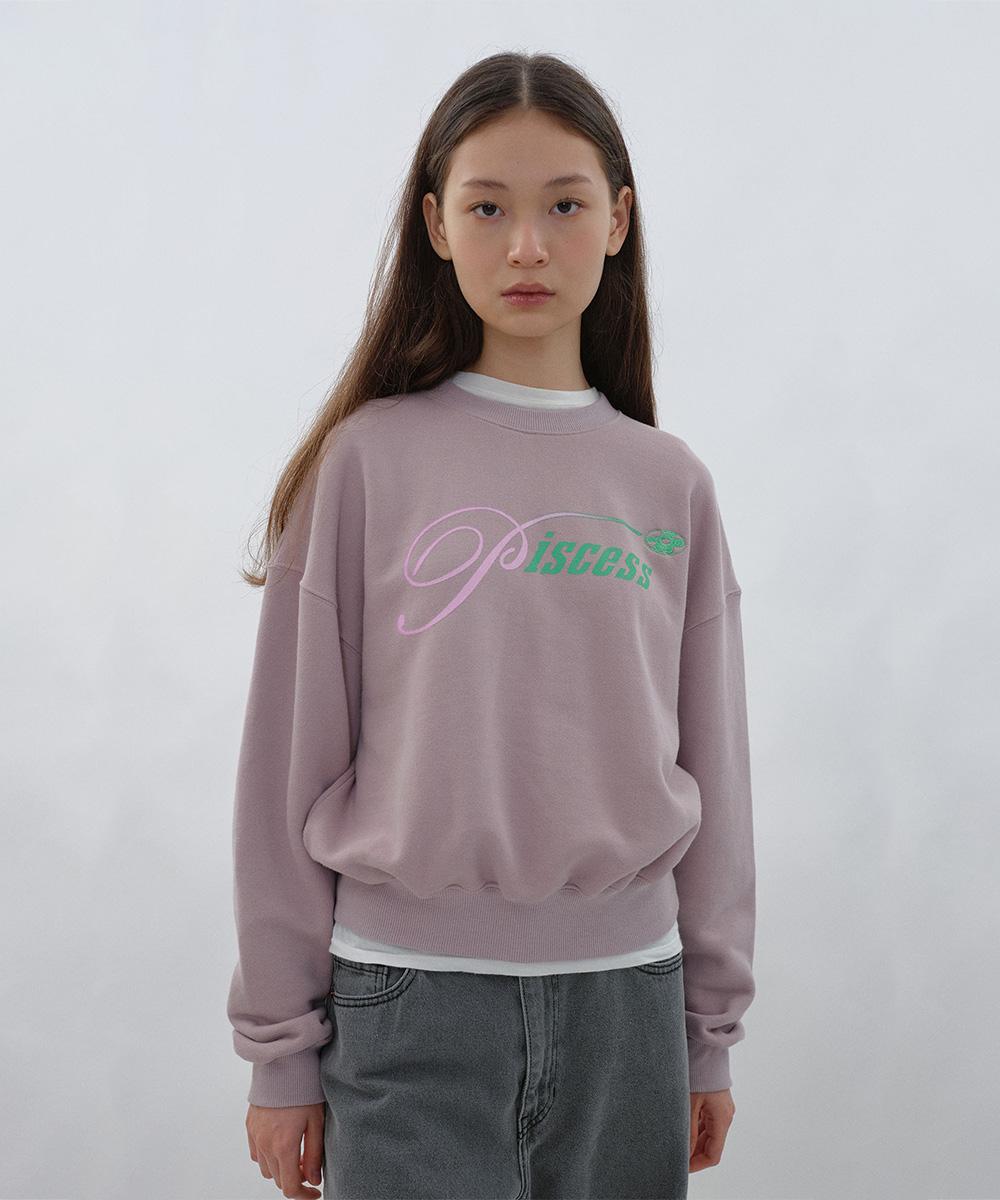 Pisis Lettering Logo Crop Sweatshirt_Ash Purple One Size