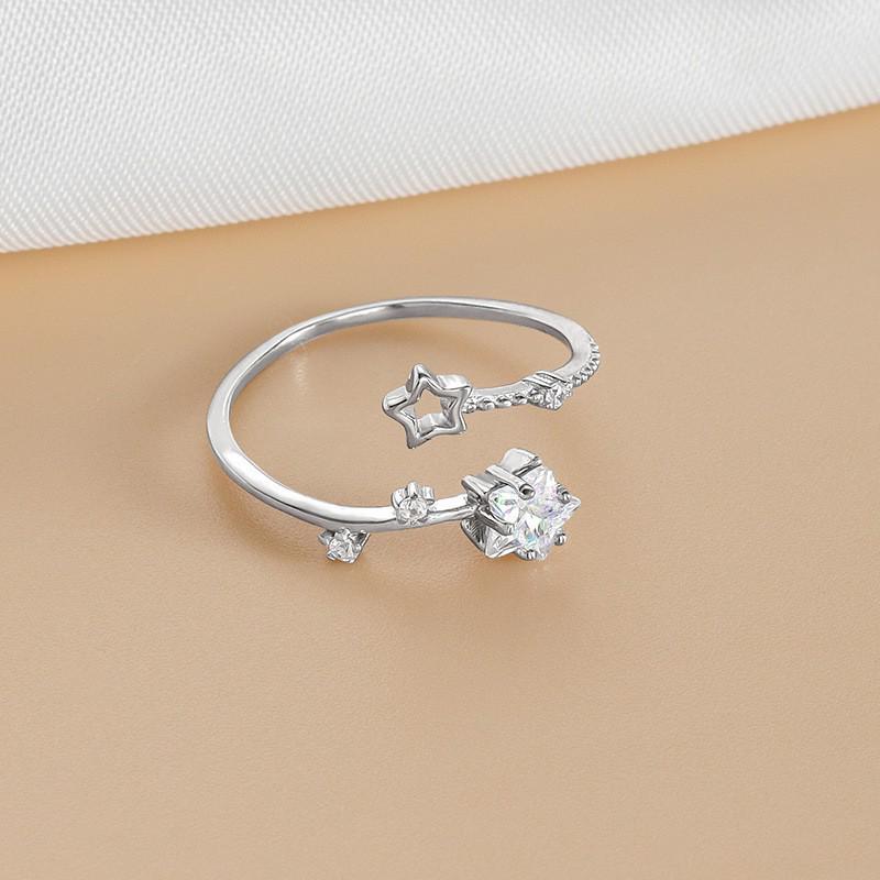 Women's Adjustable Meteor Moon Zircon Star Ring - Light Luxury, Cool Japanese-Korean Style