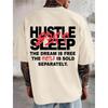 Men's "Hustle" Themed Motivational Quote Tee, Urban Streetwear Oversized Short Sleeve Top