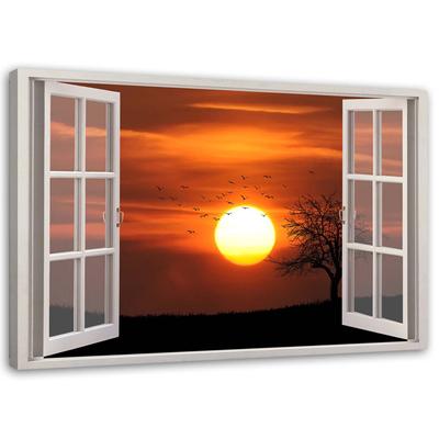 Canvas Print Window View Sunset