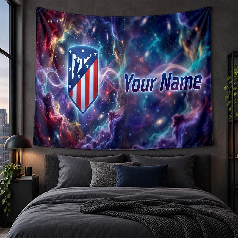 Personalized Tapestry Wall Hanging Atletico Madrid FC Pattern Art Background Cloth