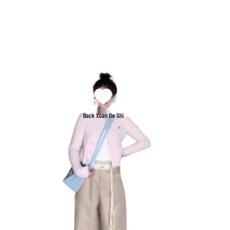 Korean-Style Pink Cable Knit Early Spring Cardigan - 2025 Ice Silk Lazy Knit