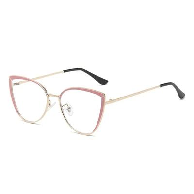 Anti-Blaulicht Damen Cat-Eye Brillen Luxus Metallrahmen Übergroße Optische Brille Brille Weiblich Vintage Brillen