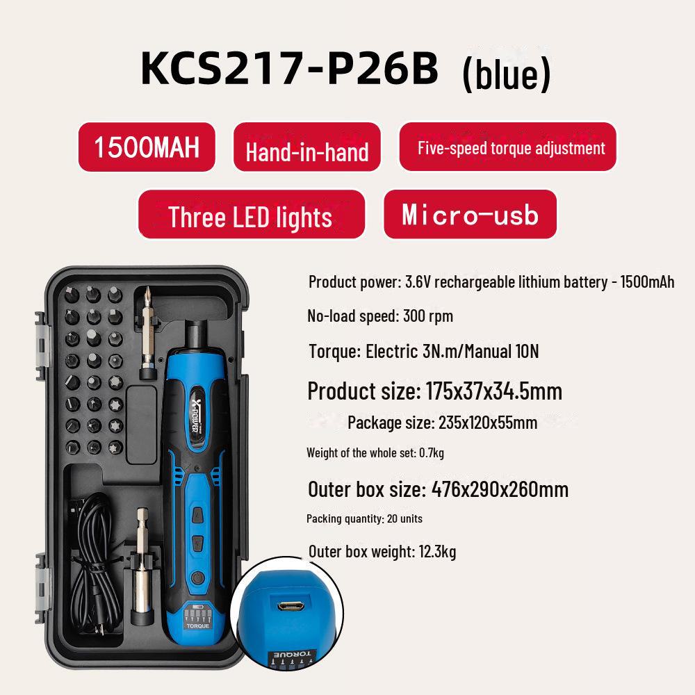 

Набор электрических отверток с литиевой батареей - ручной и автоматический режимы для домашнего обслуживания небесно-голубой