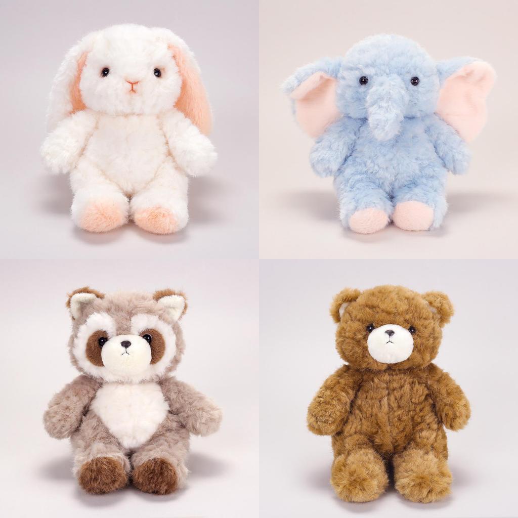 Elephant Raccoon Rabbit Bear Plush Animal Toy With Polyester Fiber Filling For Kids Sleep Aid