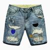 Men's Tide Fashion Colourful Stitching Embroidery Slim Denim Shorts Summer Thin Ripped Jeans Short Pants Men's Clothing