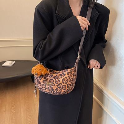 Fashion Leopard Print Dumpling Bag Women's New Trend Versatile Shoulder Bag High Sense Commuter Messenger Bag