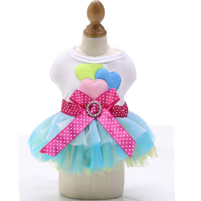 Pet Dog Clothes, Spring and Summer Cat Clothes Pet Dog Skirts Pet Supplies Cat Gauze Skirts Hearts