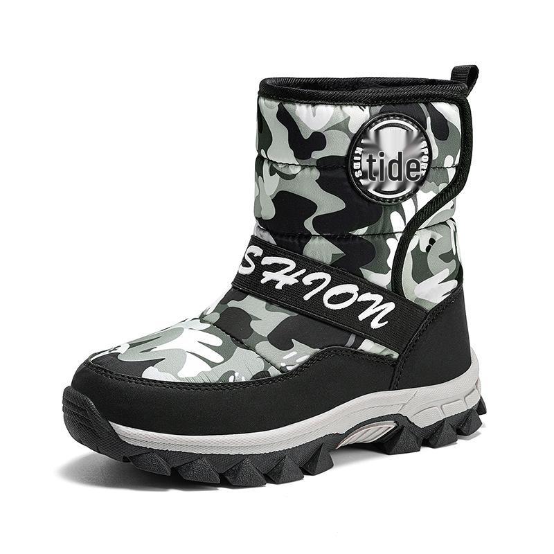 2025 New Camouflage Snow Boots: Non-slip, Warm, Velvet Lined, Wear-Resistant for Medium & Large Children