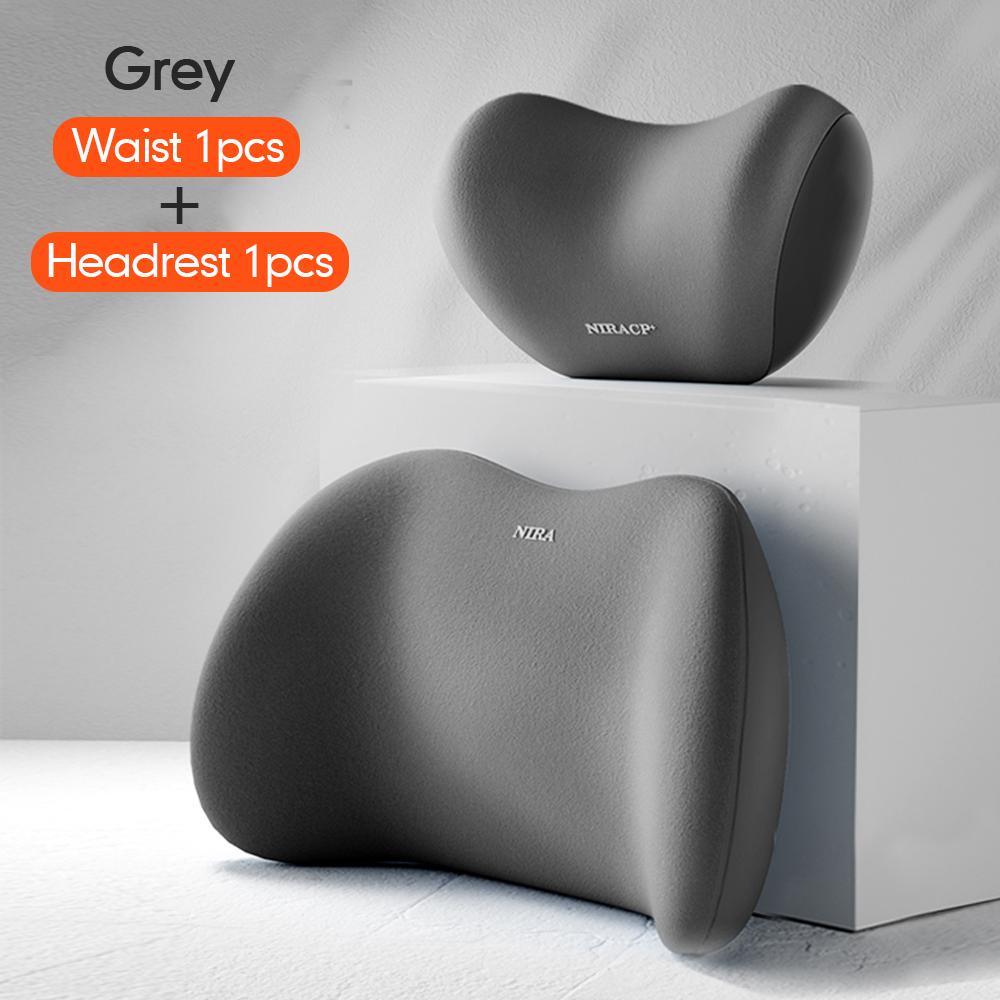 Car Seat Neck Pillow Adjustable Lumbar Support Headrest Waist Lumbar Cushion Car Seat Memory Foam Car Travel Interior Accessorie