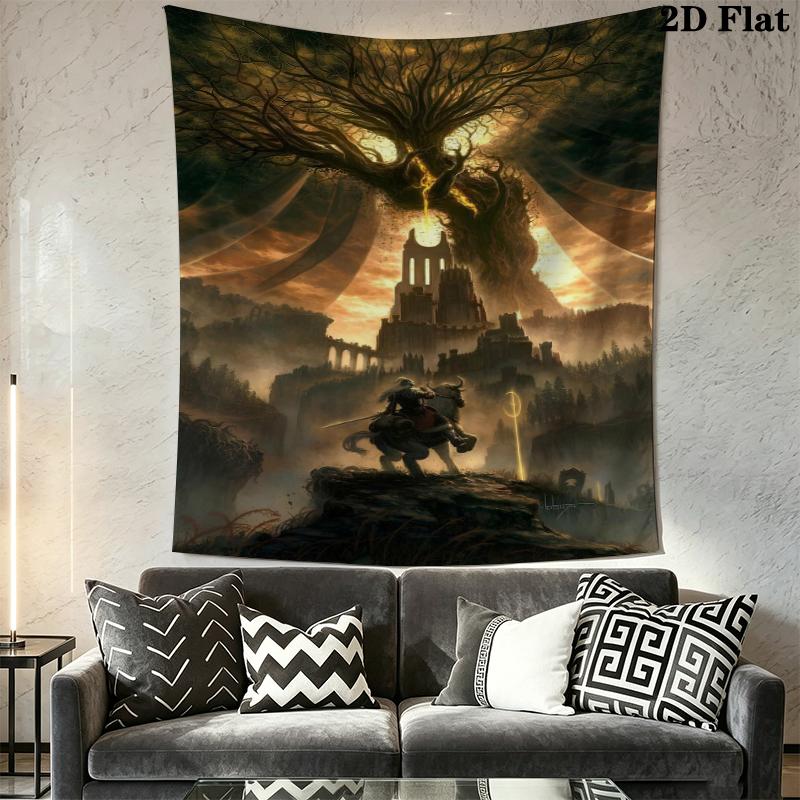 Elden Ring Wall Tapestry Aesthetic Wall Hanging Printed Fabric Blanket Decorative Tapestries for Bedroom Living Room Home Decor
