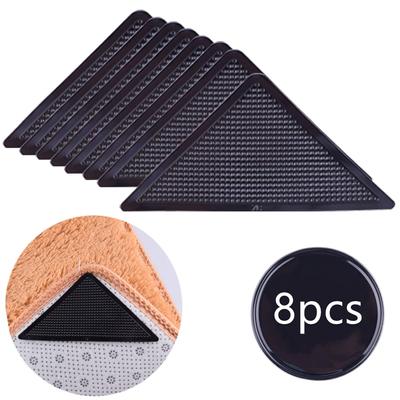8pcs/set Triangle Washable Rugs Gripper Reusable Anti-skid Tile Pad Non Slip Patch Tape for Hardwood Stair Floor Carpet Area