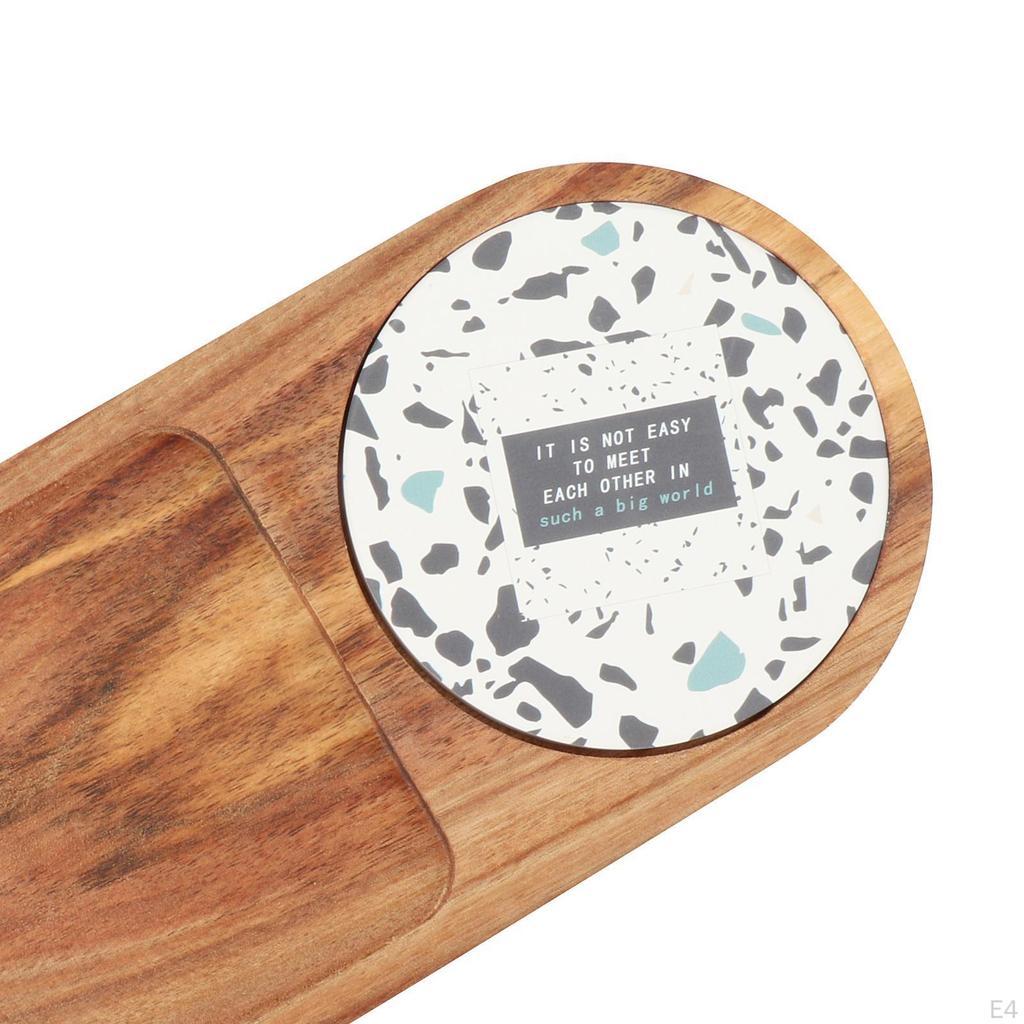 Elegant Wooden Tray Set with Ceramic Coasters for Dining