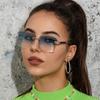 Rimless Square Sunglasses Women Men Luxury Design Retro Fashion Metal Sun Glasses Frameless Eyewear Vintage Summer Street Shades