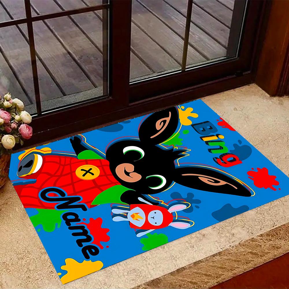 Bunny Friend Personalized Text Floor Mat Perfect for Balcony Hallway Decorate room Living Rooms Anti-slip Rug Anime Office Decor Best for Christmas