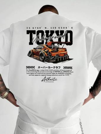 Pure Cotton Unisexs ShortSleeved TShirt with Printed Round Neck Fashionable Versatile Unique Racing Style Trendy Casual Top
