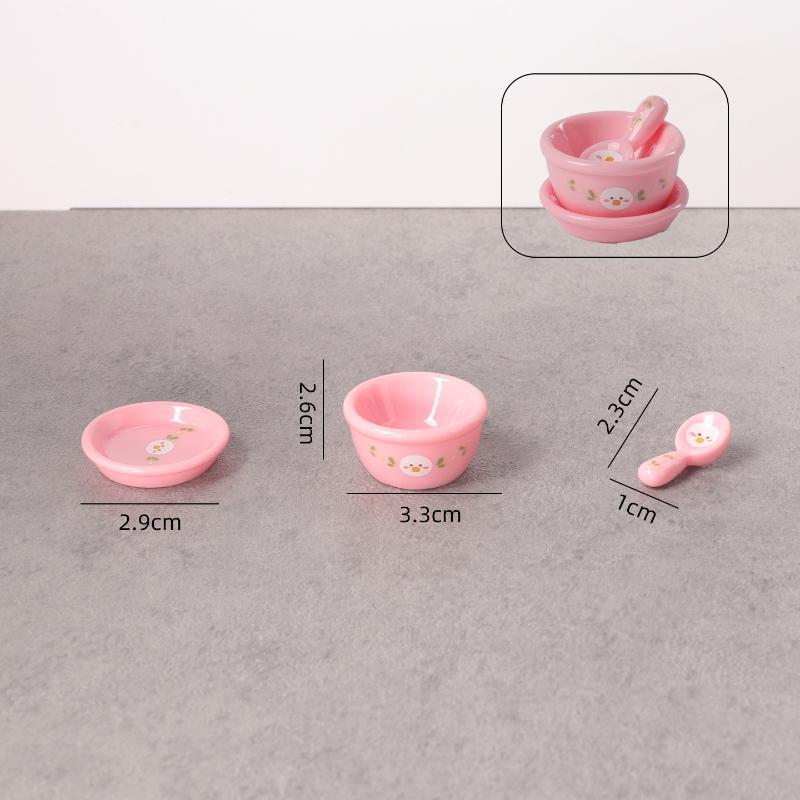 3Pcs 1/12 Dollhouse Mini Instant Noodles Bowl Plates Dishes Model Simulation Kitchen Decoration Doll House Pretend Play Toys