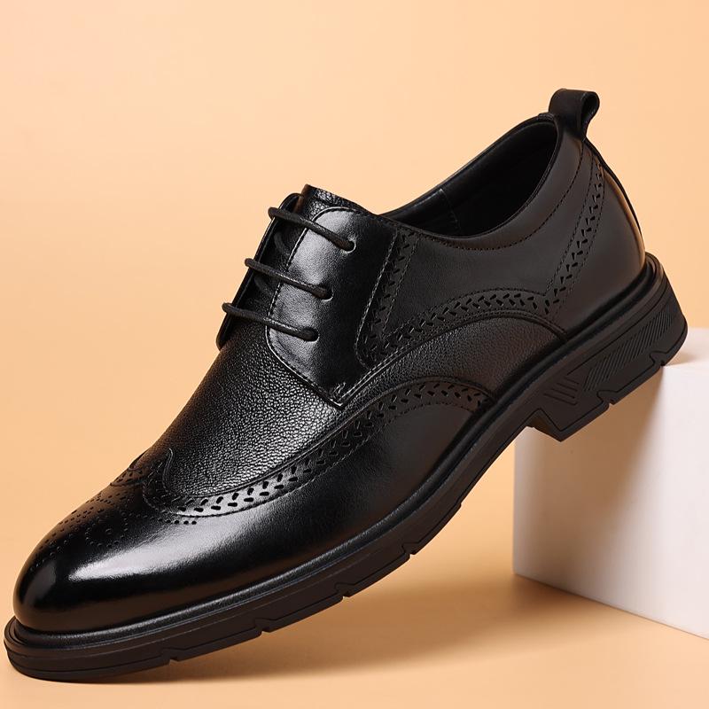 Men's Spring Business Brogue Leather Shoes - Genuine Leather Hollow Sandals