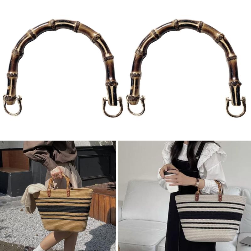 Manico Borsa Fatto a Mano, Manici Accessorio Cinturino Borsa Naturale Fai da Te con Superficie Liscia Colore Naturale Manico per Borse in Bambù