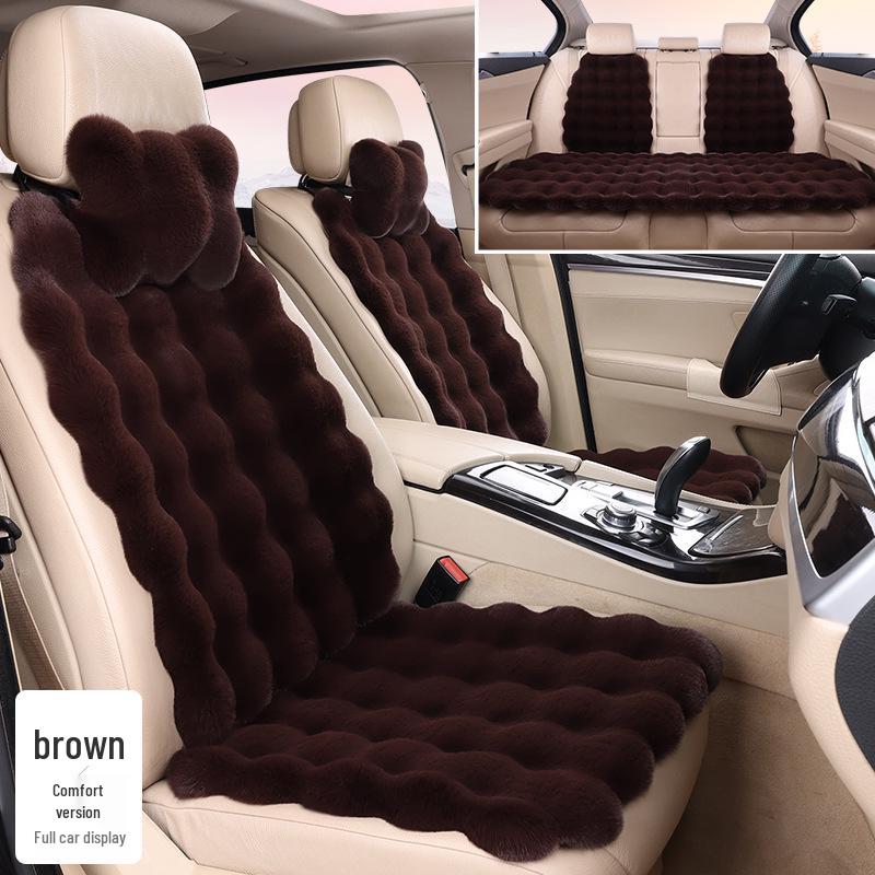 Plush Faux Rabbit Fur Car Seat Cushion: Luxurious Lumbar Support for Autumn and Winter Comfort