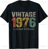 Vintage 1976 Music Cassette 48th Birthday Gifts 48 Years Old T-Shirt Graphic Custom Printed Short Sleeve Shirts Men Clothing