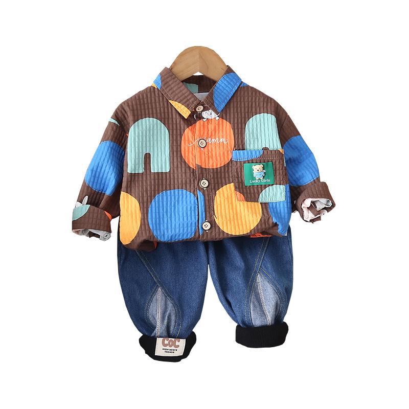 Autumn Boys' Printed Long-Sleeve Shirt & Pants Set for Ages 1-5