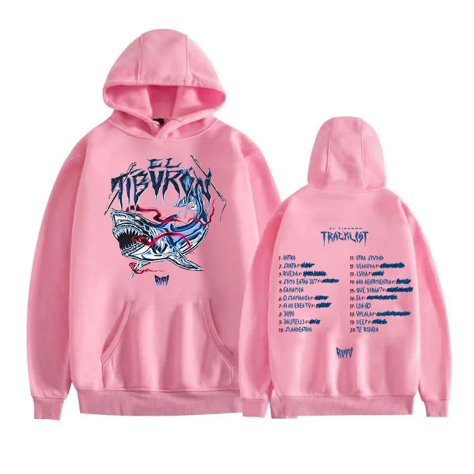 RVFV Eltiburón Tour Album Mikina Pánská Hip Hopová Fleecová Mikina Přes Hlavu Unisex Ležérní Móda Oversized S Kapucí Streetwear