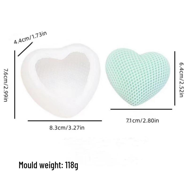 Weaving Heart Silicone Mold for DIY Candle, Fondant, Chocolate, Soap, Incense, and Gypsum Crafts.