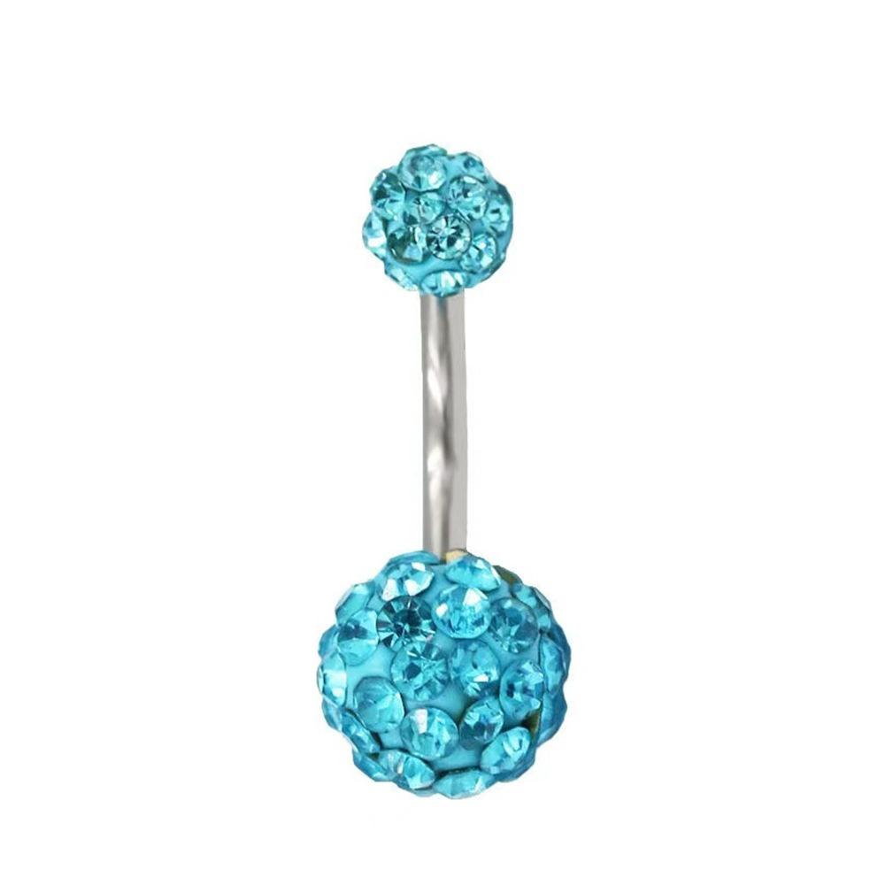 Zircon Crystal Ball Belly Button Rings Stainless Steel Shiny Body Jewelry  Accessories