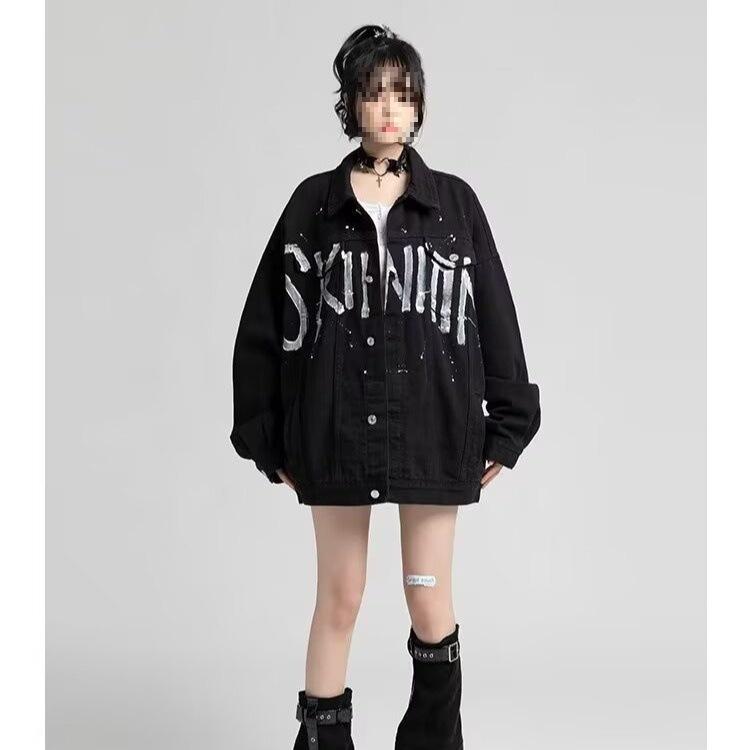 Unisex Retro Denim Motorcycle Jacket: Autumn/Winter Casual Trend, Loose Fit with Lapel