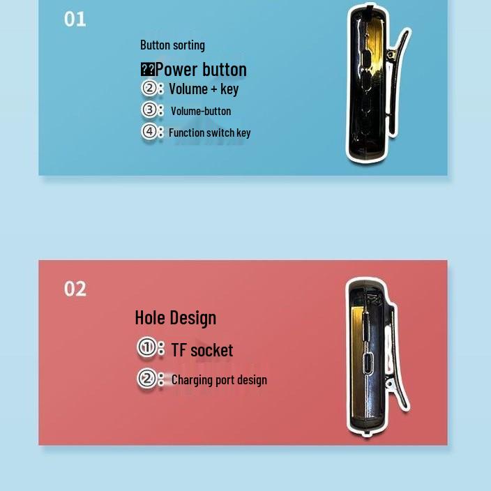 Bluetooth Clip-on Headset with Ear Monitor, Reverb, Noise Reduction, Long Battery Life, and High-Quality Sound