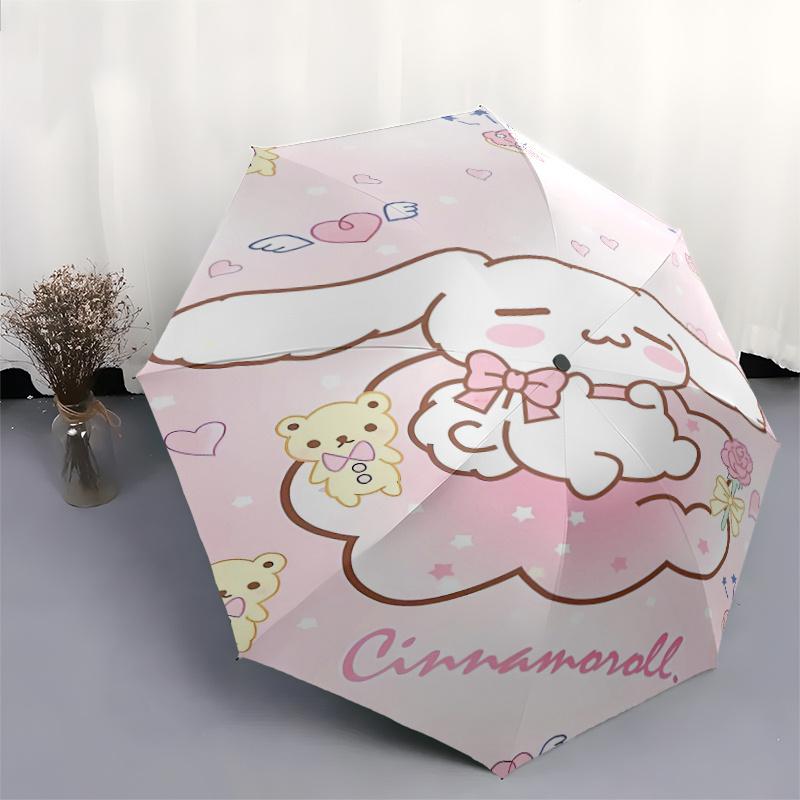 Pink Cinnamoroll Cartoon Cartoon Umbrella, Portable 3-Fold Compact Umbrella, Suitable for Camping, Hiking and Travel, Ideal Easter Birthday Gift for F