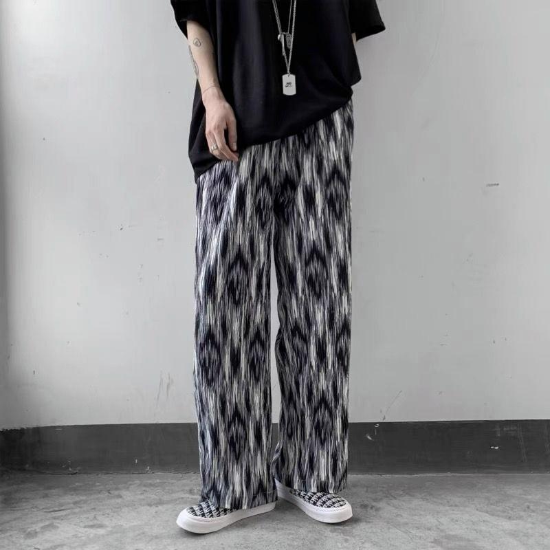 Mens Ice Tie-Dye Casual Pants American Style Thin Loose Straight Leg Hiphop Trousers