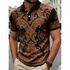 3D Printed Retro Floral Men's Polo Shirt