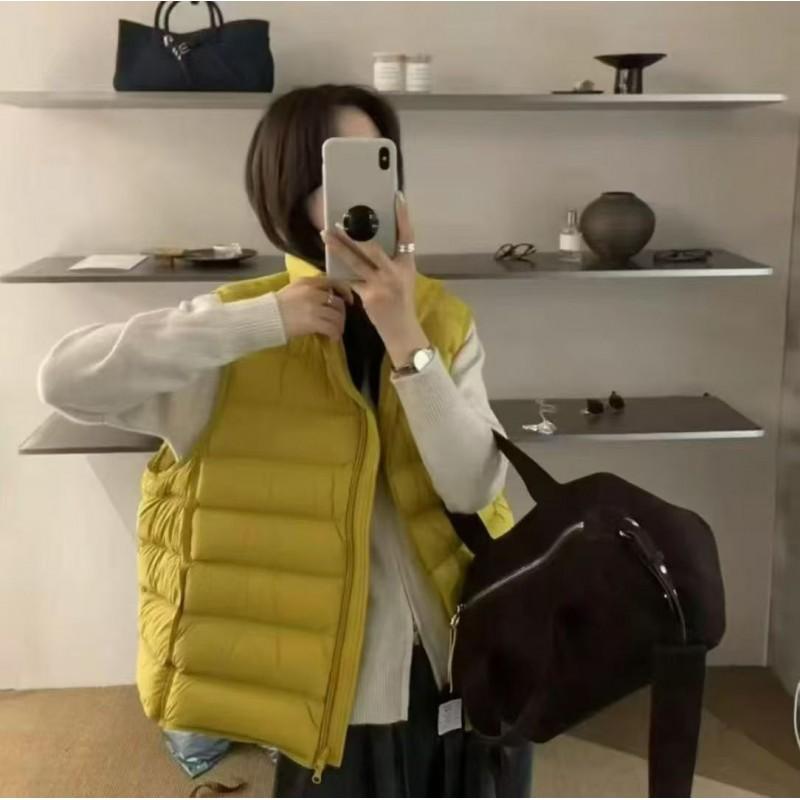 Womens Lightweight Duck Down Vest 90% Fill Power Slim Fit Short Puffer Korean Style Casual Outerwear
