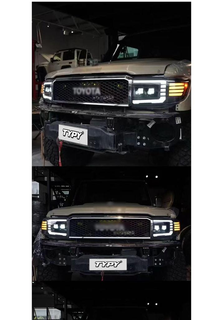Toyota Land Cruiser LC76 Headlight Assembly: LED Daytime Running Lights & Flowing Turn Signals for LC71 Modification