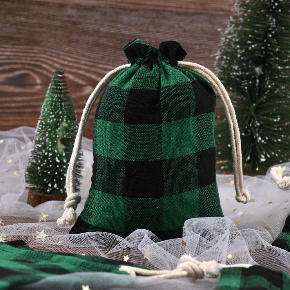 10pcs/lot Cotton Christmas Gift Drawstring Bags Burlap Gift Bag Cosmetic Wedding Candy Gift
